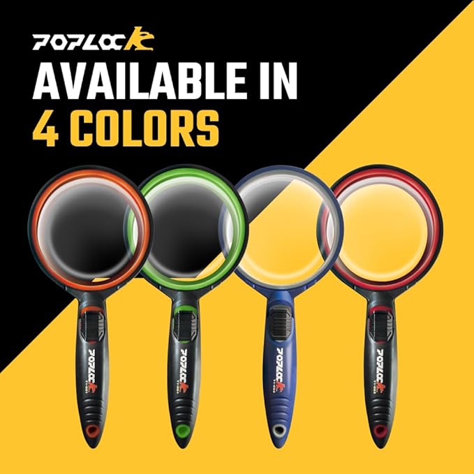 Poplock Magnify Glass with Light, 3X??X Lens, 2-Side Concave Convex, Blue