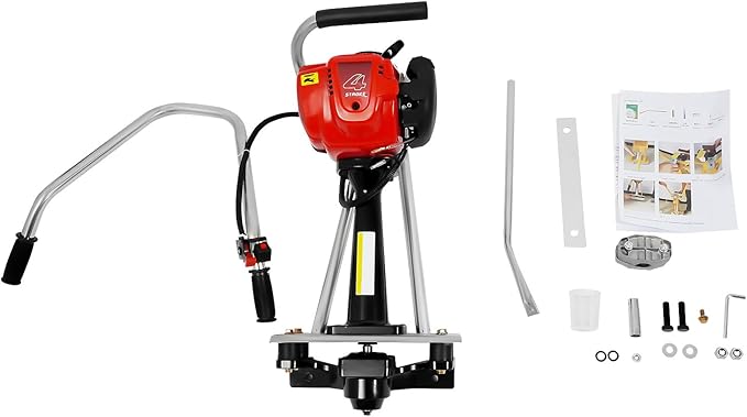 4-Stroke Gas Concrete Vibrating Machine, 900W 35.8CC Commercial Power Screed Vibrating Screed Power Unit Concrete Wet Screed Gasoline Cement Vibrator with 0.65L Fuel Tank for Pavement & Bridge Decks