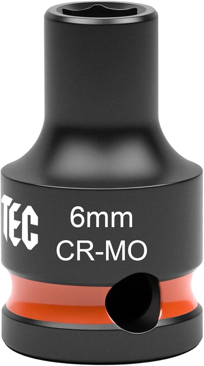 6-Point Shallow Impact Socket, 3/8-Inch Drive 6mm Socket, Cr-Mo,Automotive, Truck Maintenance, Heavy Equipment Repair