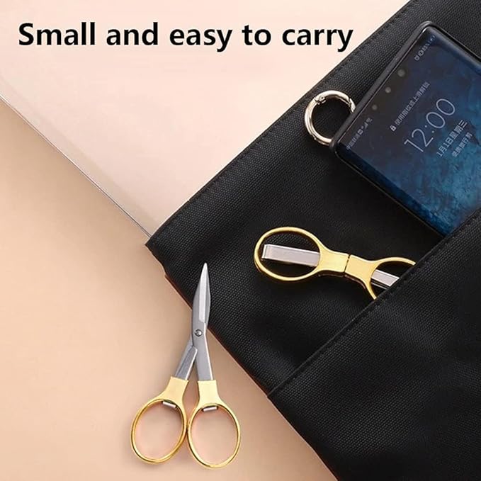 Folding Scissors, TSA Compliant & Portable, Compact, Safe Travel Scissors, Stainless Steel Retractable, 2 Pcs