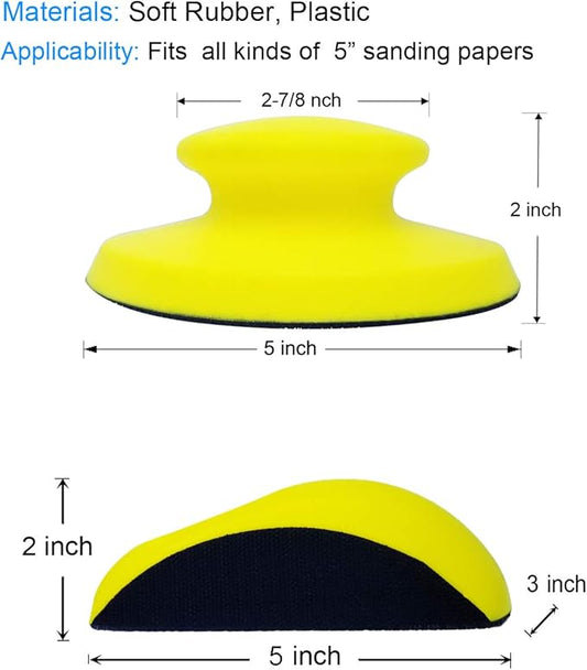2 Pack 5 Inch Hand Sanding Blocks Round and Mouse-Shaped for 5 Inch Hook and Loop Discs Ideal For Wood Furniture Restoration Home Arts and Crafts