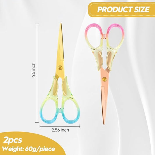 Honagu Premium Acrylic Handle Scissors -Stainless Steel Blades, Precision Cutting, Ergonomic Design, Ideal for Home, Office, and Craft Use - 2 Pack, Red+Blue
