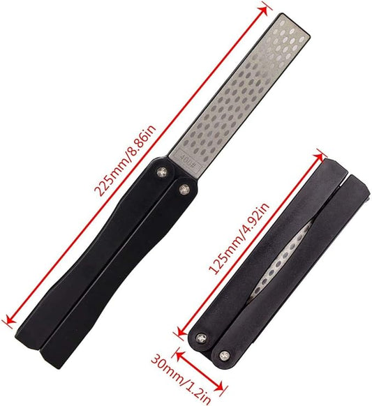 2 Pcs 400/600 Grit Portable Handheld Double Sided Sharpener Pocket Diamond Knife Sharpening Stone for Kitchen, Garden, Outdoor tools Fine/Coarse Grinding (Black/Orange)