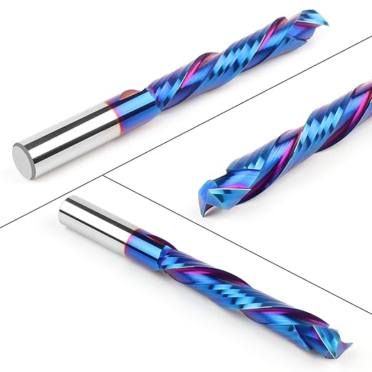 Compression Spiral Router Bit 1/2 Inch Shank, Extra Long 5 Inch Overall Length, 3 Inch Cutting Length, UP&Down CNC Router Bits for Woodworking Milling Slot Mortise