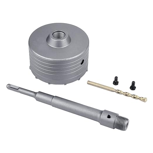 110mm (4-1/3 inch) Concrete Hole Saw with 220mm SDS Plus Connecting Rod, Tungsten Carbide Teeth (7.7mm x 4mm) Cement Hole Saw for Concrete Cement Brick Wall Stone 110mm (4-1/3 inch)
