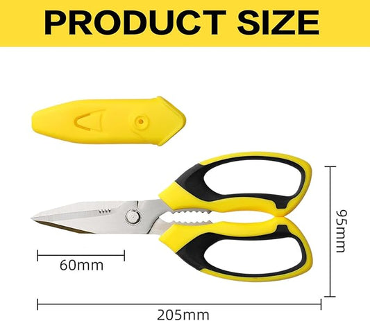 Heavy Duty Utility Scissors 8-Inch ??Multipurpose All Purpose Scissors with Serrated Blades for Cutting Carpet, Cardboard, Wire, Leather, Fabric ??Sharp Kitchen, Office & Craft Shears
