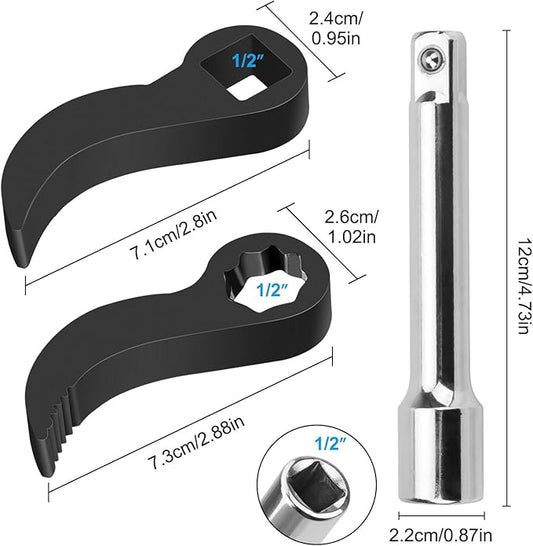 Linkstyle 3pcs Pry Bar Wrench Adapter, 1/2" Drive Crowbar Adapter Head, Half Shaft Removal Tool for Tight Spaces with Extension Bar
