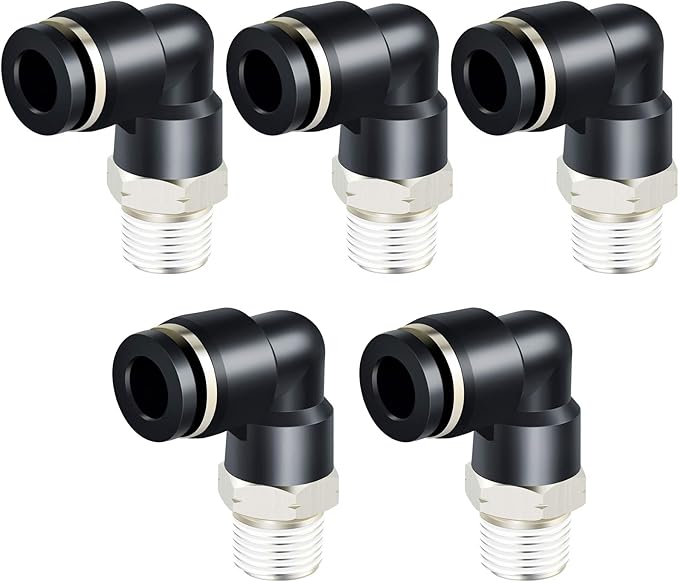TAILONZ PNEUMATIC Male Elbow 12mm Tube OD x 1/8 Inch NPT Thread 90 Push to Connect Fittings PL12-N1 (Pack of 2)