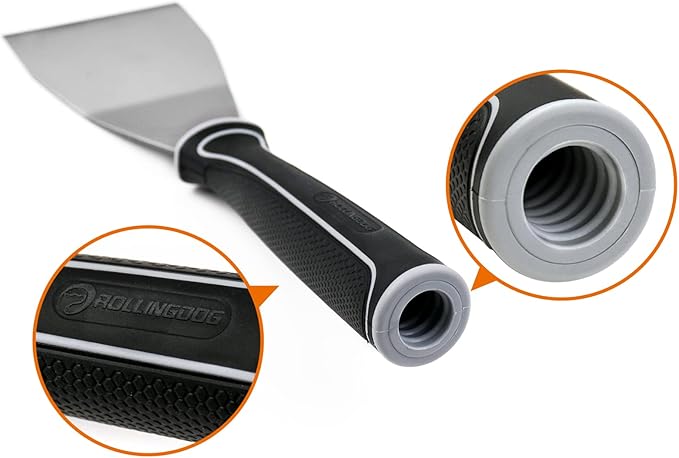 ROLLINGDOG 3 Inch Pole Scraper - Stainless Steel Bent Blade With Anti-Slip Rubber Handle, Heavy Duty Paint Remover Scraper Tool