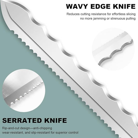 Insulation Knife - Sod Cutter Knife: stainless steel 11.14-Inch sharp blade, double side utility Lawn Repair Saw with Nylon Sheath (new red)