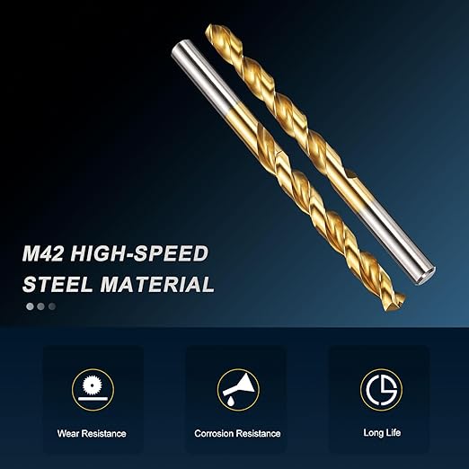 PATIKIL 10mm Drill Bit, M42 8% Cobalt High-Speed Steel Jobber Straight Shank 135° Titanium Nitride (TiN) Coated for Hard Metal Stainless Steel - 2 Pack