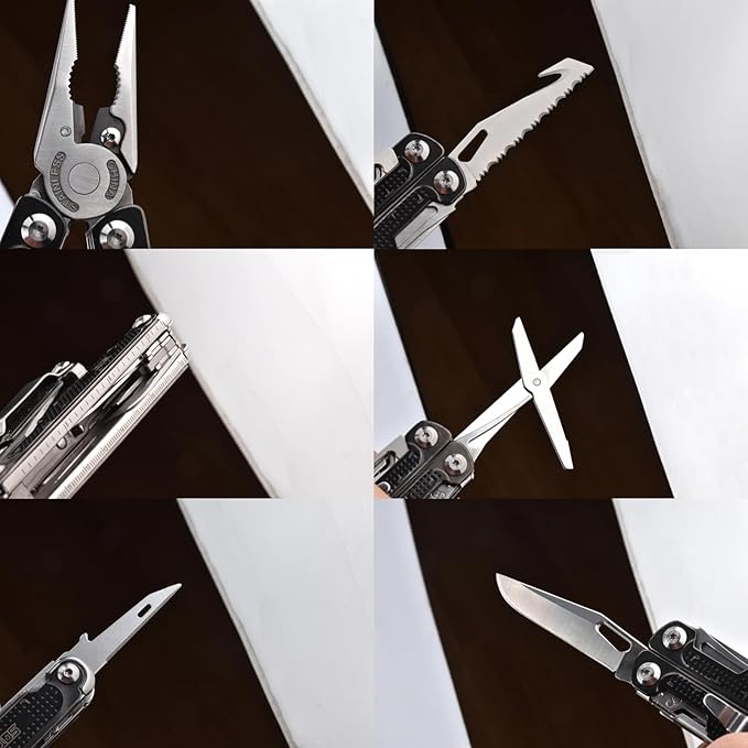 SQT Multitool, Gifts for Men, Foldable & Self-Locking, Professional Multitool for DIY, Outdoor Camping, and Home Repairs... (SQT2048-Black)