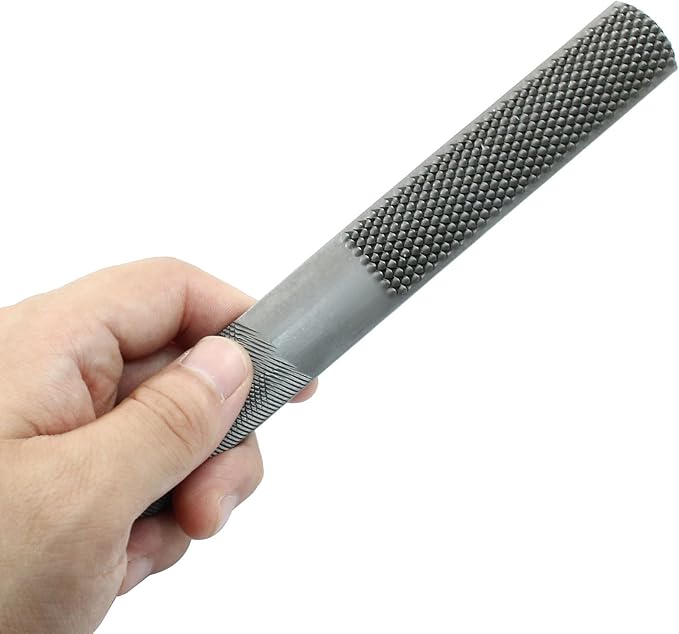 4 Way Wood Rasp File, Carbon Steel Hand File and Round Rasp, Half Round Flat & Needle Files for Sharping Wood and Metal Tools