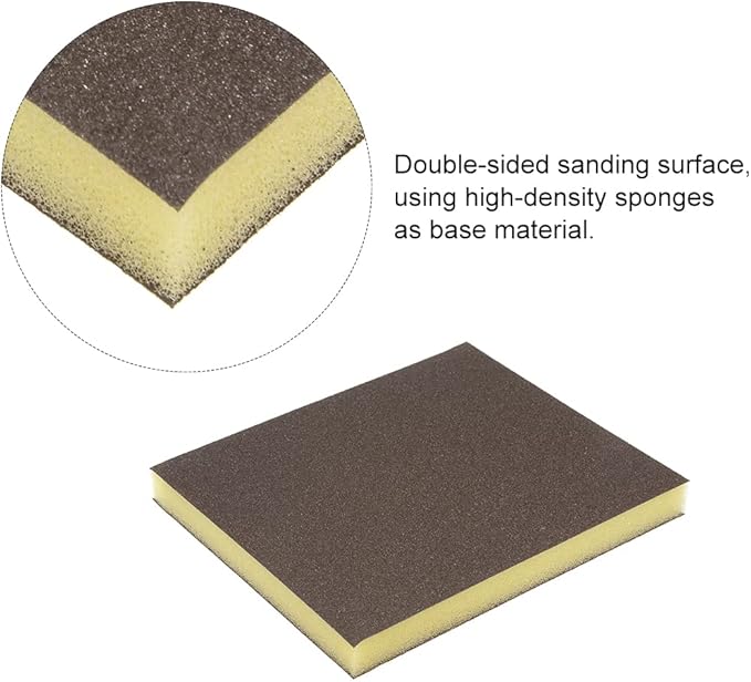 uxcell Sanding Sponge Block 150-Grits Medium Grit Sand Block Pad for Kitchen Metal/Drywall/Wood 4pcs