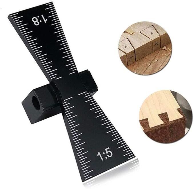 2 PCS Dovetail Marker Guide, Aluminum Alloy Dovetail Marking Jig Precise Wood Dovetail Tools, Dovetail Guide with 1:5, 1:6, 1:7 and 1:8 Slopes for Both Softwood or Hardwood Applications