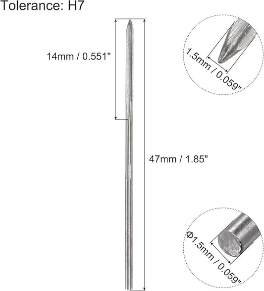 uxcell Chucking Reamers, 1.5mm H7 Metric Machine Reamer Drill Bit for Metal Wood Hole Reaming, Straight Flute High Speed Steel Tool