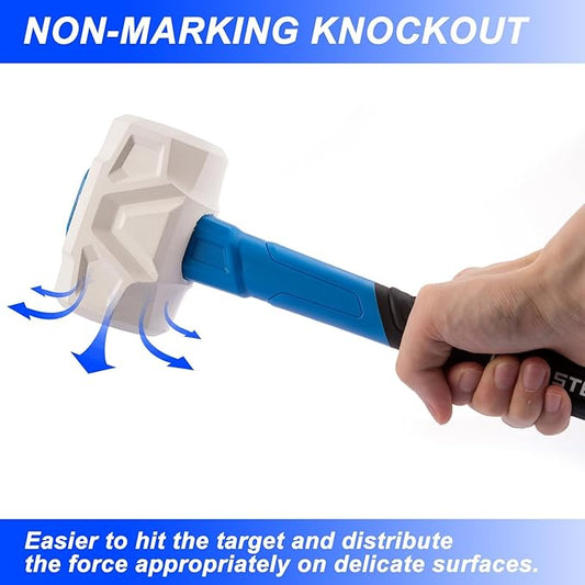 Real Steel Rubber Mallet Hammer 32 OZ White Rubber Hammer with Solid Head, Double-faced Mallets for Flooring, Woodworking, Camping, Automotive 0323