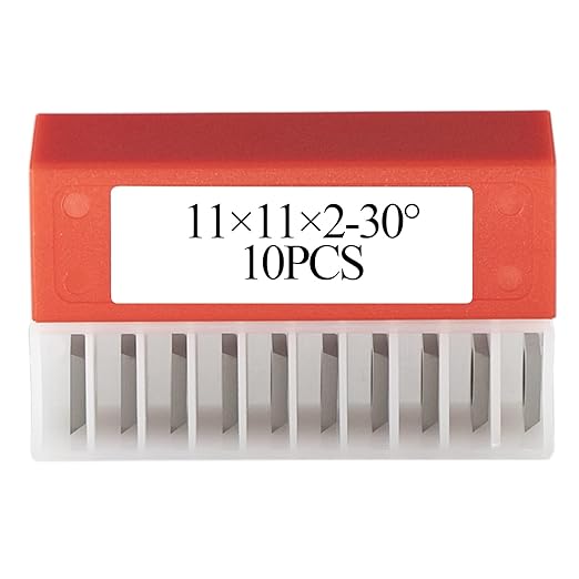 11mm Square Tungsten Carbide Inserts Cutters Knives Replacement Blades 11횞11횞2.0mm-30째for Woodworking Spiral/Helical Planer Cutter Head or Lathe Turning 10pcs