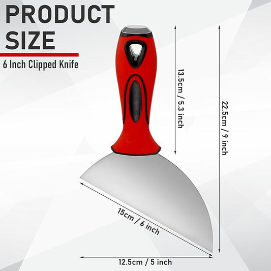 Lothee 6" Clipped Drywall Pointing Knife Metal Hammer End Professional Finishing Tools High-quality Drywall Knife for Work in Narrow Spaces Plasterboard