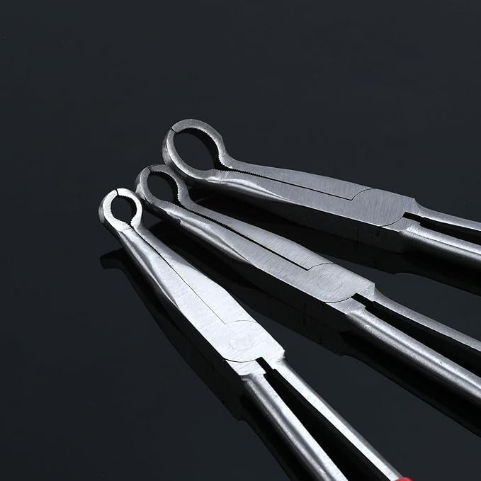 3 Pieces 11'' Long Nose Pliers Set, Cricle Plier O-shape Tip Craft Repairing Tool(0.2/0.5/0.7in)