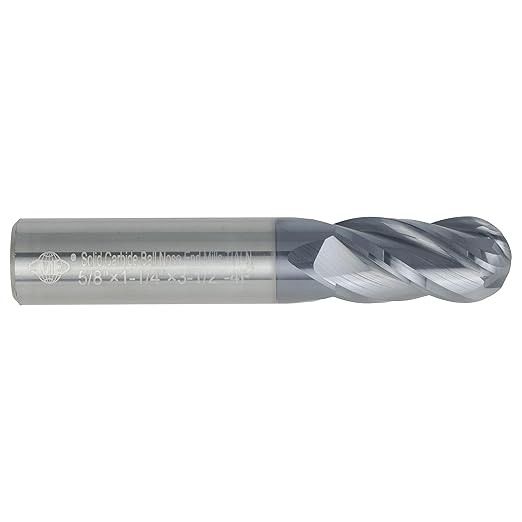 CME 2 pcs Micrograin Carbide End Mills, Ball Nose, TiAlN Coated, 5/8" Mill Diameter, 1 1/4" Length of Cut, 3 1/2" Overall Length, 4 Flute, Center Cutting