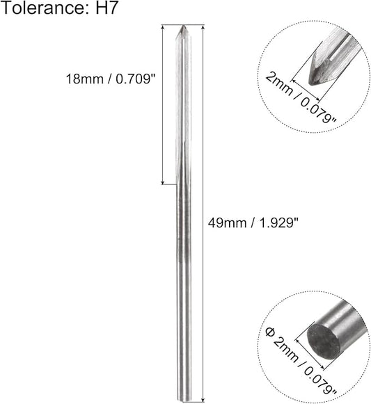 uxcell Chucking Reamers, 2mm H7 Metric Machine Reamer Drill Bit for Metal Wood Hole Reaming, Straight Flute High Speed Steel Tool