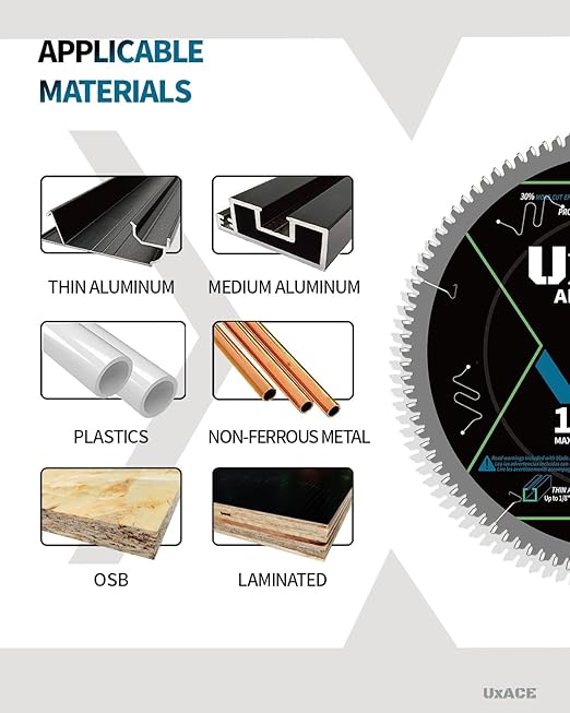 8-1/4-Inch 80-Tooth Circular Saw Blade, 5/8-Inch Arbor, Aluminum, Non-Ferrous Metal Cutting Blade, Carbide Tip, Thin Kerf, for Thin Aluminum, Plastic, Composite