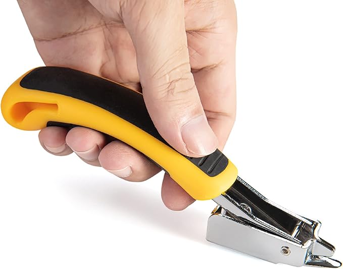 Staple Remover Heavy Duty Upholstery Staple Puller Tool with Ergonomic Handle for Furniture, Carpet, Carton, Floor (2 Pack, Yellow)