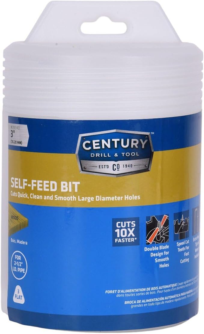 Century Drill & Tool 38340 Self Feed Wood Bit, 3"