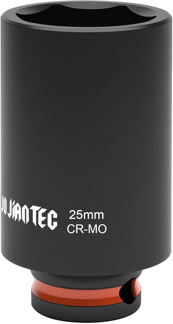 6-Point Deep Impact Socket, 3/8-Inch Drive 25mm Socket, Cr-Mo,Automotive, Truck Maintenance, Heavy Equipment Repair