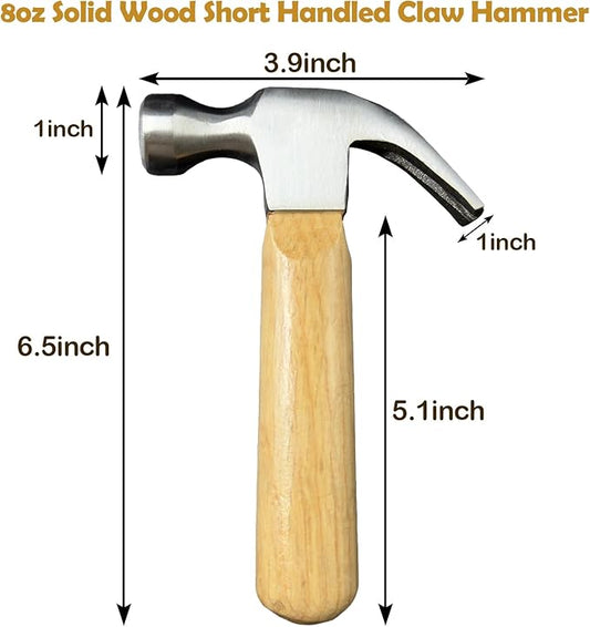 Mini Claw Hammer, Wooden Short Handle Claw Hammer 8 OZ Household Small Hammer Portable Mini Hammer