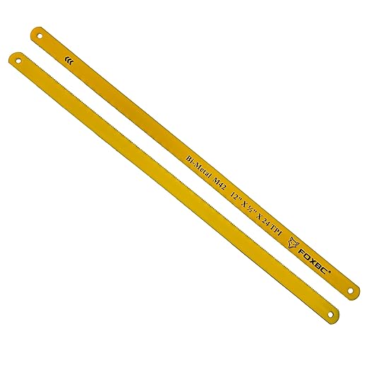FOXBC Hacksaw Blade 12-inch Metal Cutting, 24 TPI, Bi-Metal M42, 10-Pack