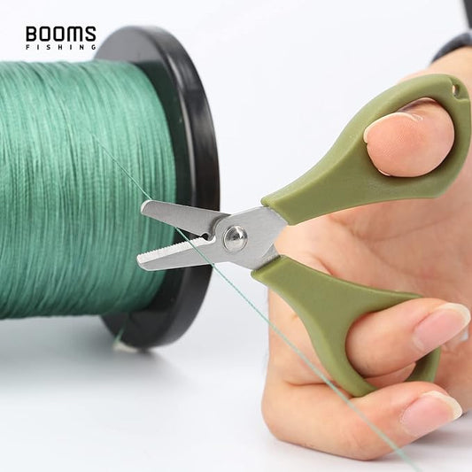 Booms Fishing Fishing Scissors for Braided Line, Fishing Line Cutter Saltwater and Freshwater, Fishing Serrated Shears with Retractor, S01