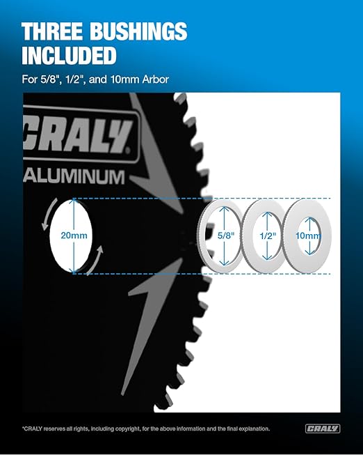 CRALY 5-3/8 Inch 50 Teeth Aluminum and Non-Ferrous Metal Cutting Circular Saw Blade, 20 mm Arbor, Carbide Tipped, Thin Kerf, Black Ice™ Coating, for Thin Aluminum, Plastic, Composite(C0550AL)