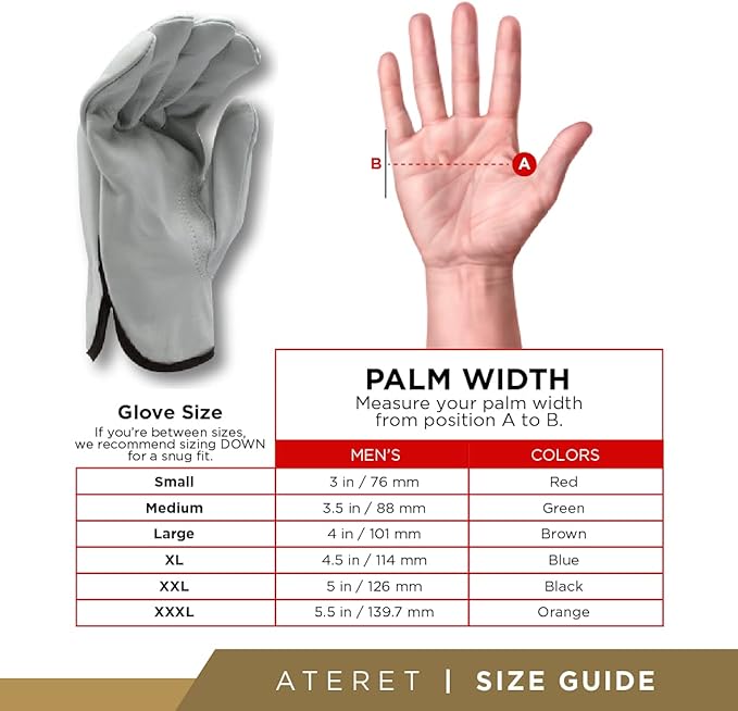 ATERET 12 Pairs 3X-Large Heavy Duty Durable Cowhide Leather Work Gloves I Driver Gloves for Truck Driving, Warehouse, Gardening, Farming