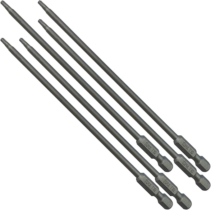 T10 x 6" Torx/Star Drive Quick Change Shank Bit for Screws and Fasteners Requiring T10 (T-10) Size Long Bits (5 Pack)