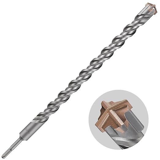 Concrete Drill Bit lengthening 1pcs 1-1/8" X 18"-16" Cross-Type Double Thread Carbide Material Suitable for Concrete, Brick, Cement Walls, Stone, Extra Long Hammer Drill Bits for Concrete