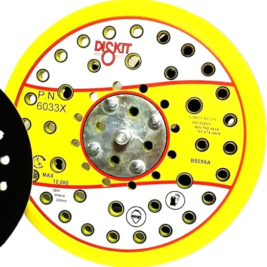 GripIt Sanding Pad 6033X: Firm, 6", Hook, 44 Hole, Low Profile, 5/16-24 Male