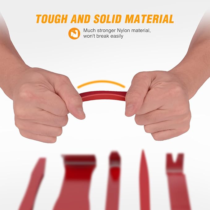 GOOACC 6PCS Auto Trim Removal Tool Kit No-Scratch Tool Kit for Car Audio Dash Window Molding Fastener Remover Tool Kit-Red