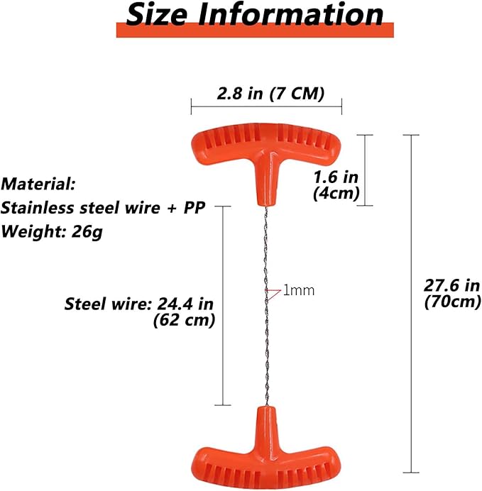 VPTMRP 3 Pcs Cable Saw Stainless Steel Wire Saw 24-Inch Pocket Hand Saw for PVC, PE, ABS Pipes Cutting, Camping Hiking Wood Cutting (Orange)