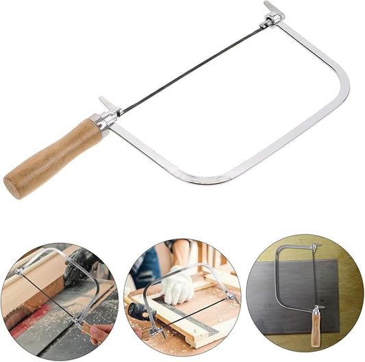 Uonlytech Wooden Handle Coping Saw with Replacement Blades Lightweight Hand Saw for Woodworking PVC and Light Metals Precise Cutting Tool for DIY and Craft Projects