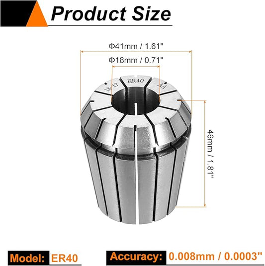 HARFINGTON Spring Collet Chuck ER40 18mm 65Mn Spring Steel Precision Router Collets for CNC Engraving Milling Lathe Tool
