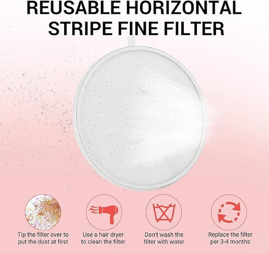 MelodySusie Nail Dust Collector with Reusable Filter, Powerful Nail Vacuum Fan Vent Dust Collector Extractor Electric Dust Suction Machine for Acrylic Gel Nail Polishing, Nail Salon (4 Pack Filter)