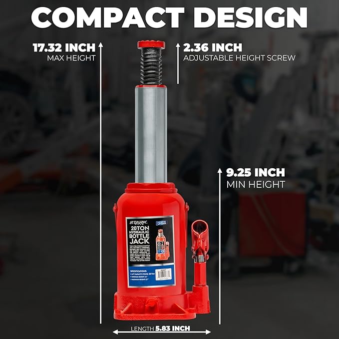 XtremepowerUS Hydraulic Bottle Jack (20 Ton) Portable Hydraulic Jack Lift Height Farm RV Truck Equipment Automotive Shop