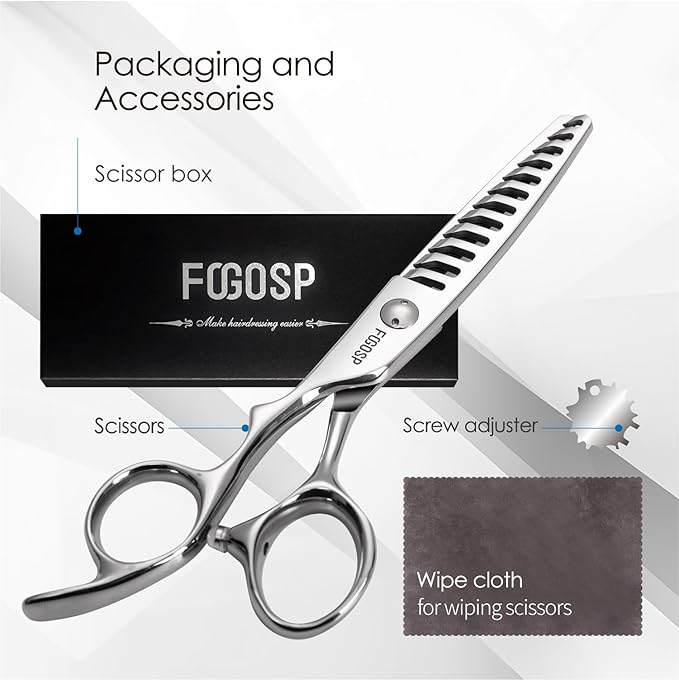 Left Handed Hair Thinning Scissors 6??Professional Barber Scissor Japan VG10 CNC Ultra-Precise Cuts Sharp Blades 12 Teeth Thinner Hair Shears for Women & Men with Thick Hair 40% Thinning Rate