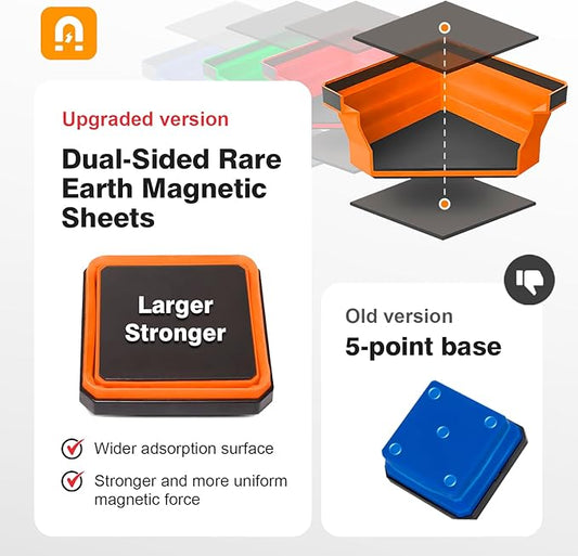 Collapsible Magnetic Parts Tray Set, 4 Pack Foldable Silicone Magnetic Tool Trays for Bolts Screws Nuts & Small Metal Parts, 4.5??Upgraded Square Silicone Bowls with Dual-Sided Magnetic Base