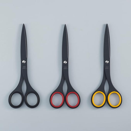 ALLEX Black Scissors for Office 6.5" All Metal Japanese Stainless Steel, Non Stick Coated Blade, Black, Made in JAPAN