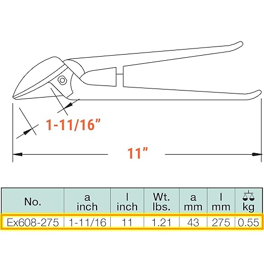 CS Unitec | Non-Sparking Cutting Shears | 11 in. | TUV Certified | Aluminum Bronze | Non-Magnetic | Corrosion Resistant | EX608-275A