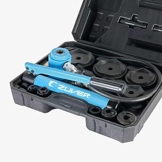 15 Ton Hydraulic Knockout Punch Set with 10 Slug Splitting Dies 1/2" to 4", KO Tools Electrical Conduit Hole Cutter Kit Durable Plastic Case