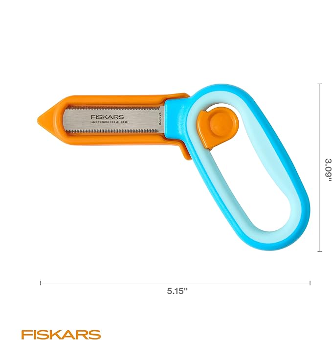 Fiskars Kids Cardboard Creator ??Safer Cardboard Cutting Tool with Ergonomic SoftGrip Handle, For Craft and School Supplies, 5 inches